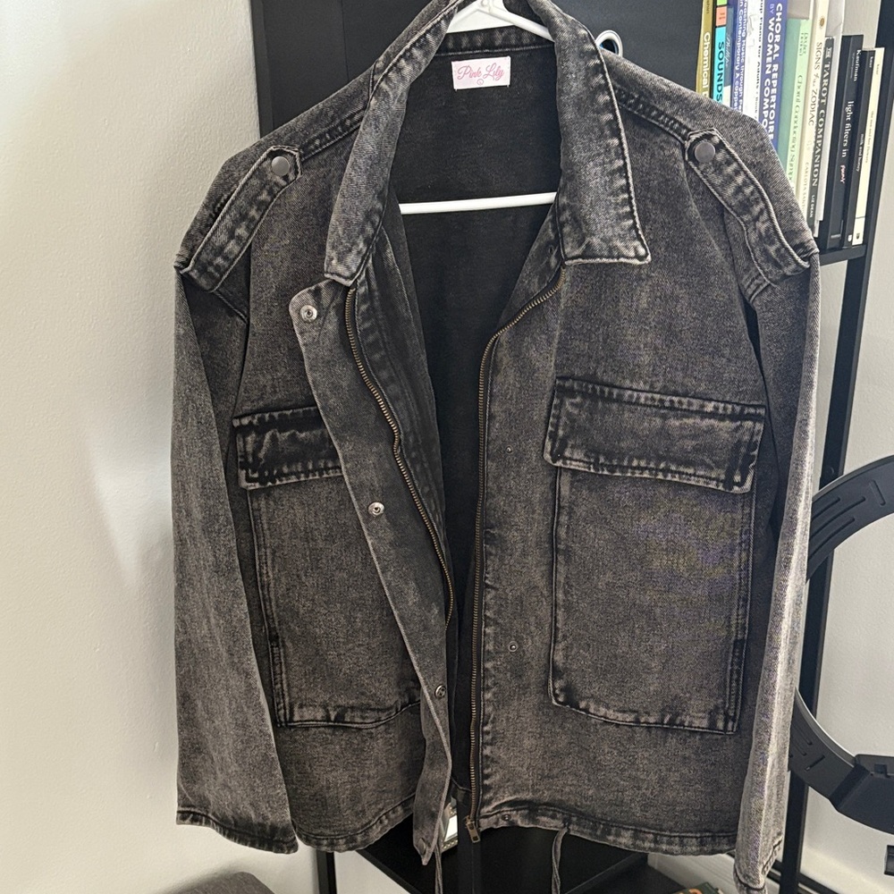 Pink Lily Black Jean Jacket